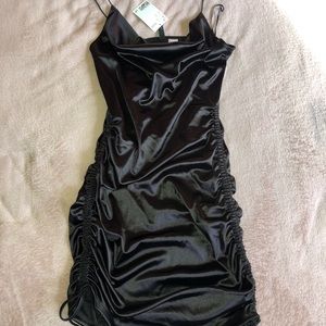Black Satin Mini Dress